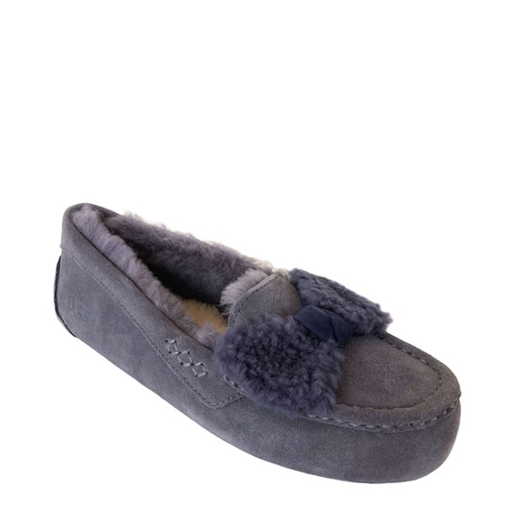 UGG W Ansley Fur Bow black Slipper - Picture 1 of 7